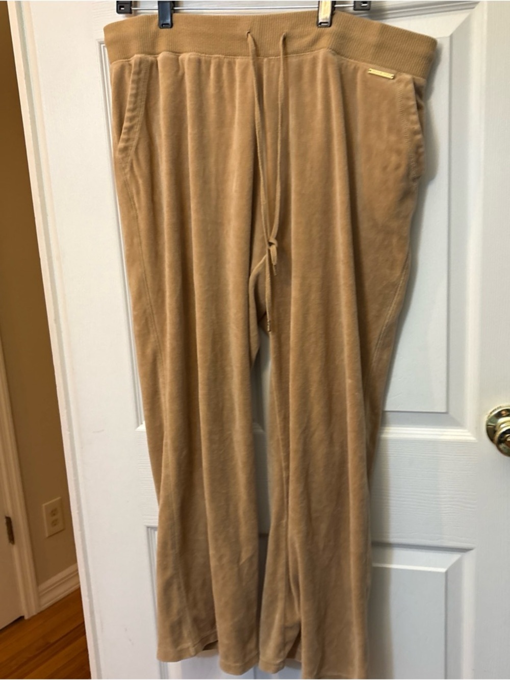Michael Kors Camel Velour Lounge Pants with Gold Logo